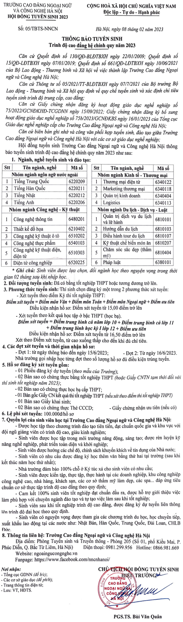 Trường Cao đẳng Ngoại ngữ và Công nghệ Hà Nội - Thông tin tuyển sinh Trường Cao đẳng Ngoại ngữ và Công nghệ Hà Nội - Thông tin tuyển sinh